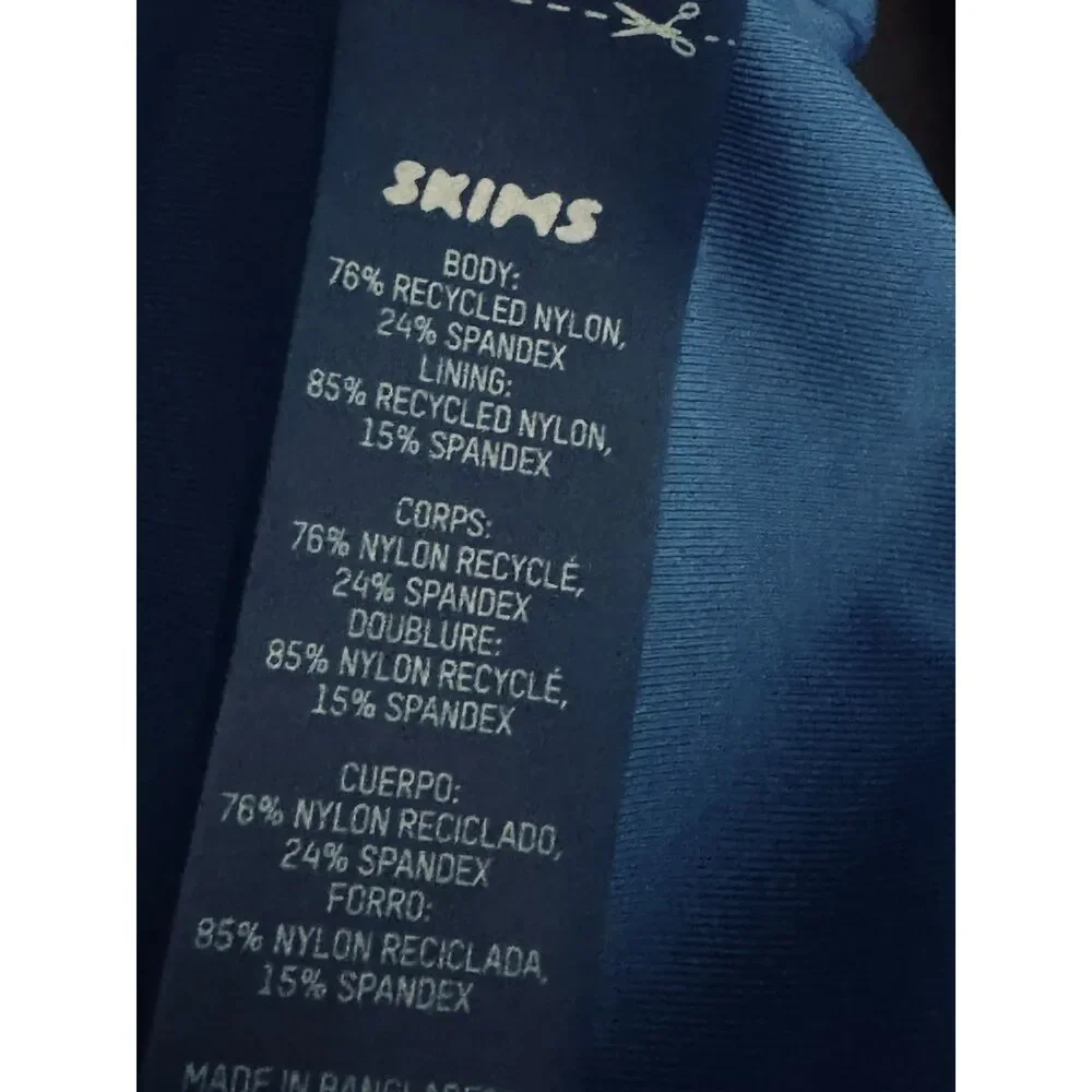 Skims Swim Bikini Top 3X Blue Scoop Neck Wireless Plus Size Swimwear